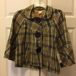 NWT Light bell-sleeve plaid jacket size M